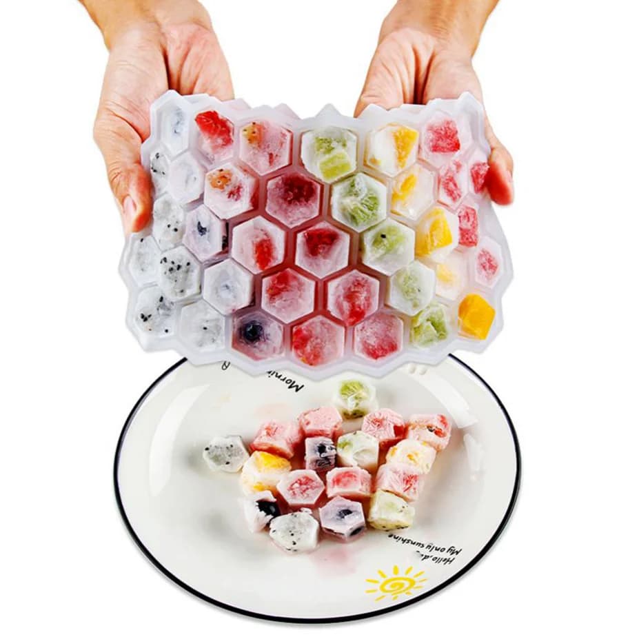 מגש קוביות קרח משושה 37 תאים עם מכסה